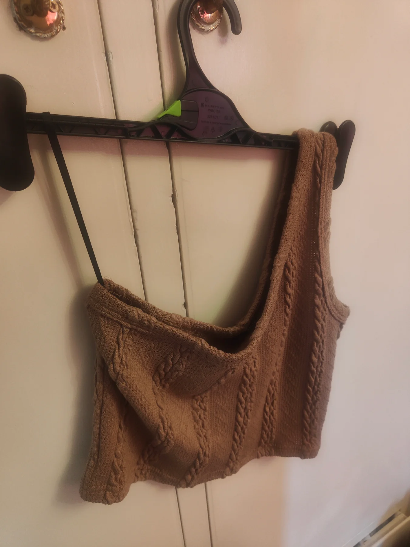 Shein Brown off the one shoulder crop top