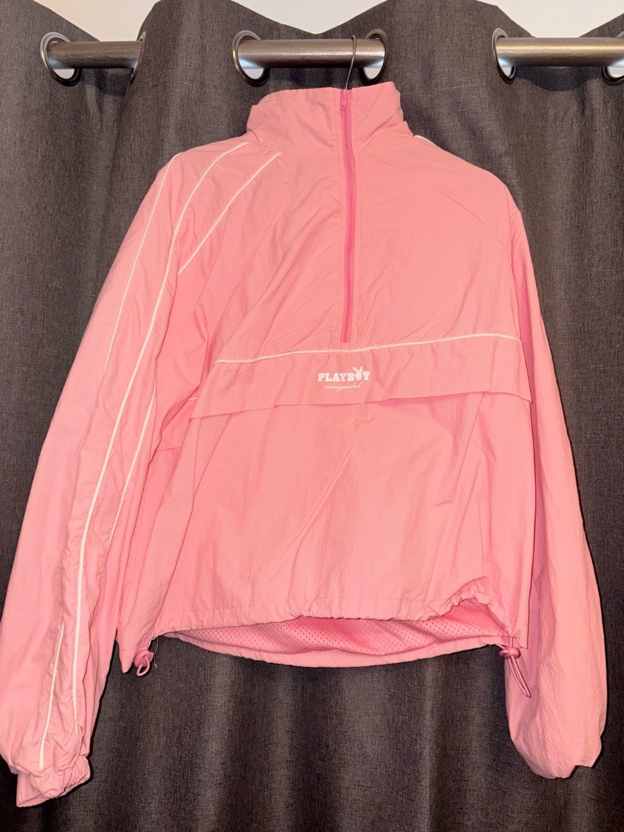 Pink Playboy x Missguided Windbreaker Jacket - Size S