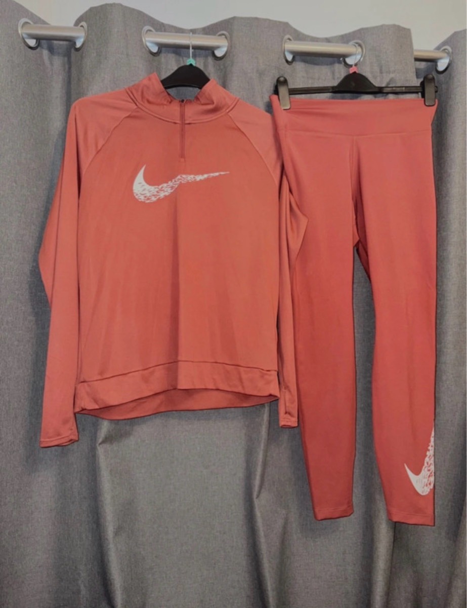 Nike Sportswear Set - Women's M - Coral Pink Pullover & Leggings