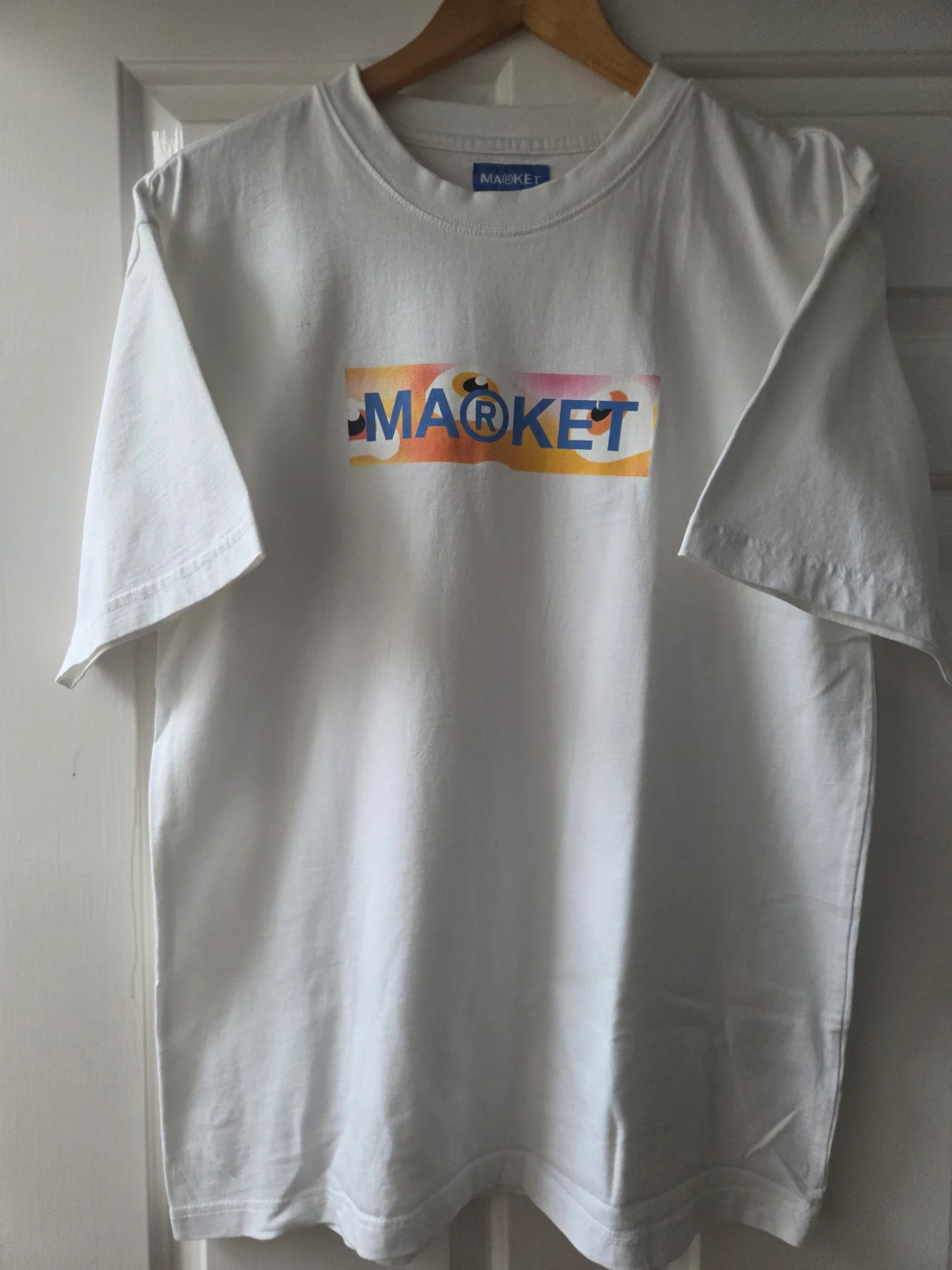 Market Tshirt Size Medium White Band Logo Streetwear 100% Cotton