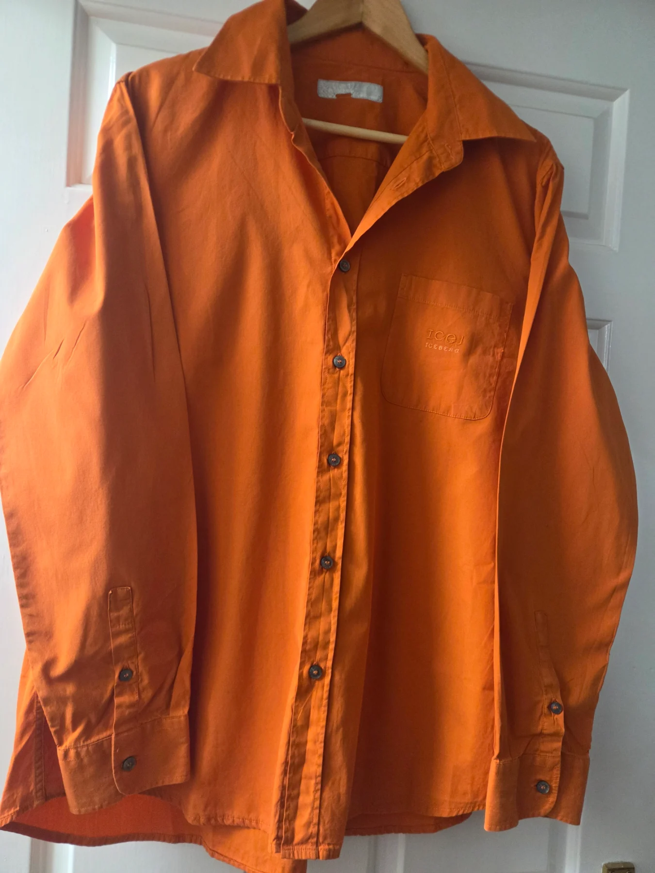 Y2k Vintage 90s Mens Large XL Shirt Rare Iceberg Jeans Orange