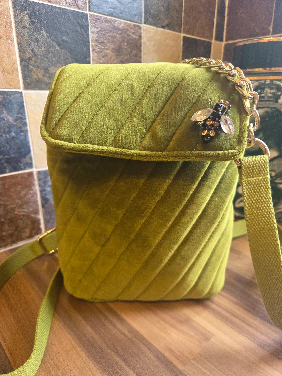 Sixton London Backpack Small Green Velvet