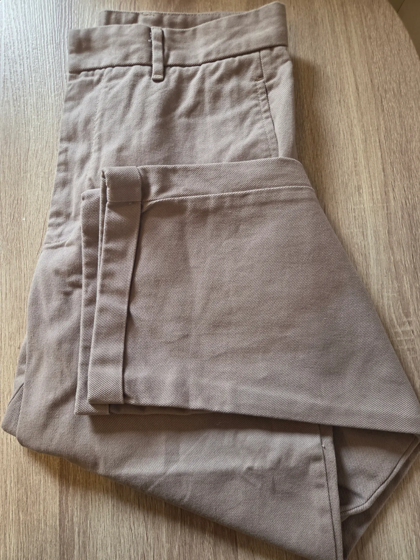 Zara Mens Cropped Chinos Size 40" Beige Sandstone Cotton Trousers