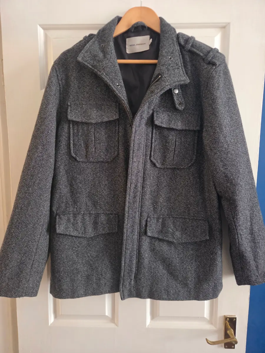 Rocha John Rocha Mens Coat Medium Wool Blend Tweed Look