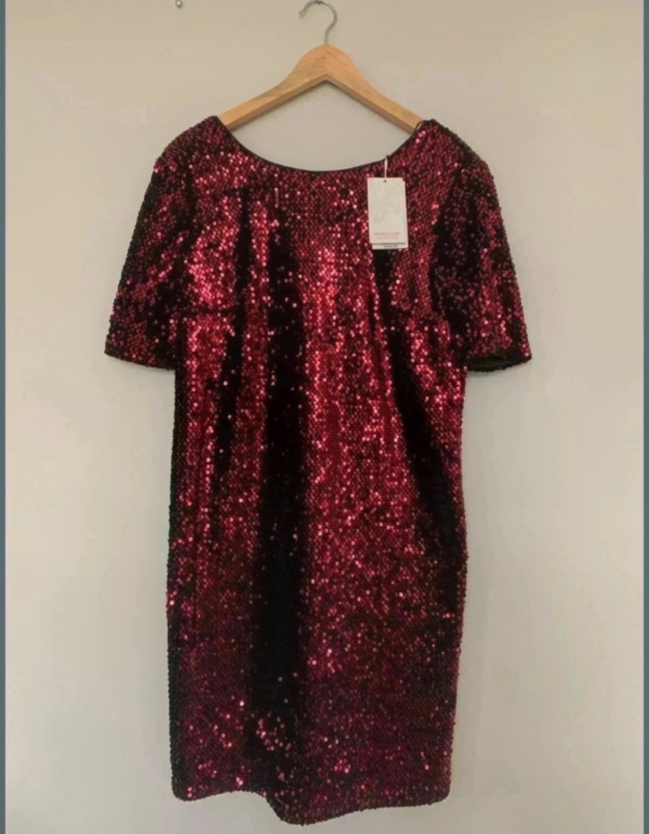 Monsoon - red sequin party dress size 14