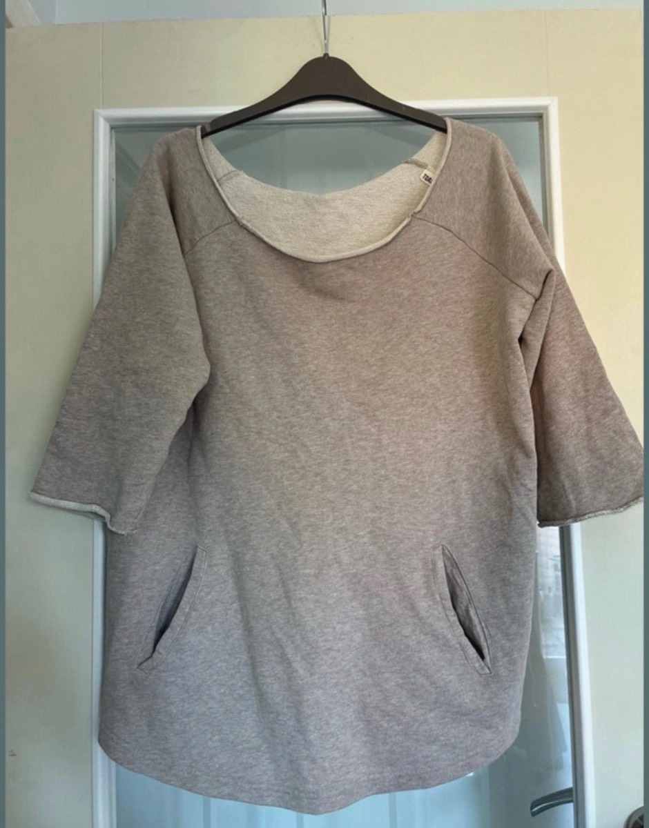 Toast - grey 3/4 sleeve sweater - silk and cotton - size 16