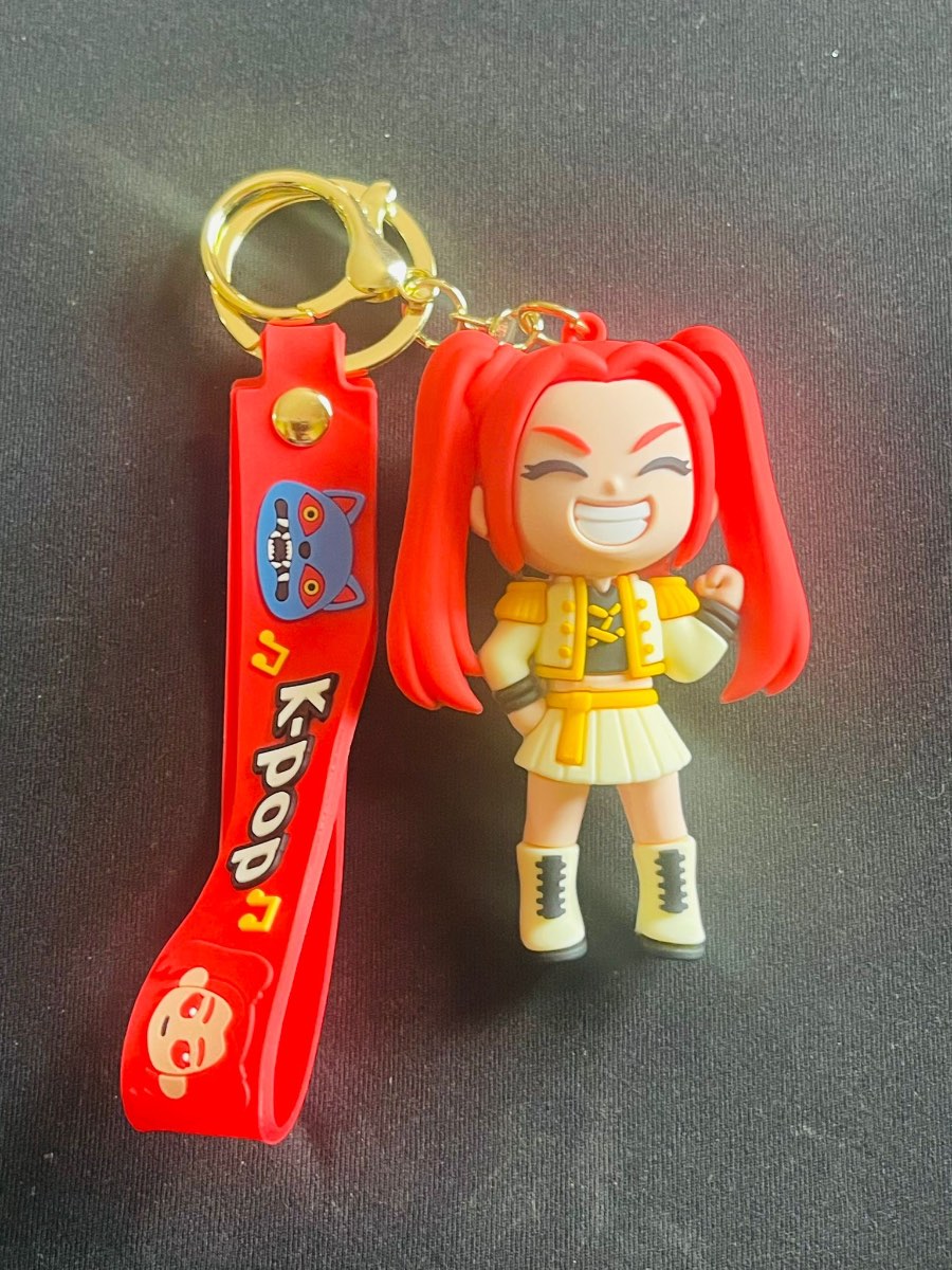 K.pop. Girl Keychain with Red Hair