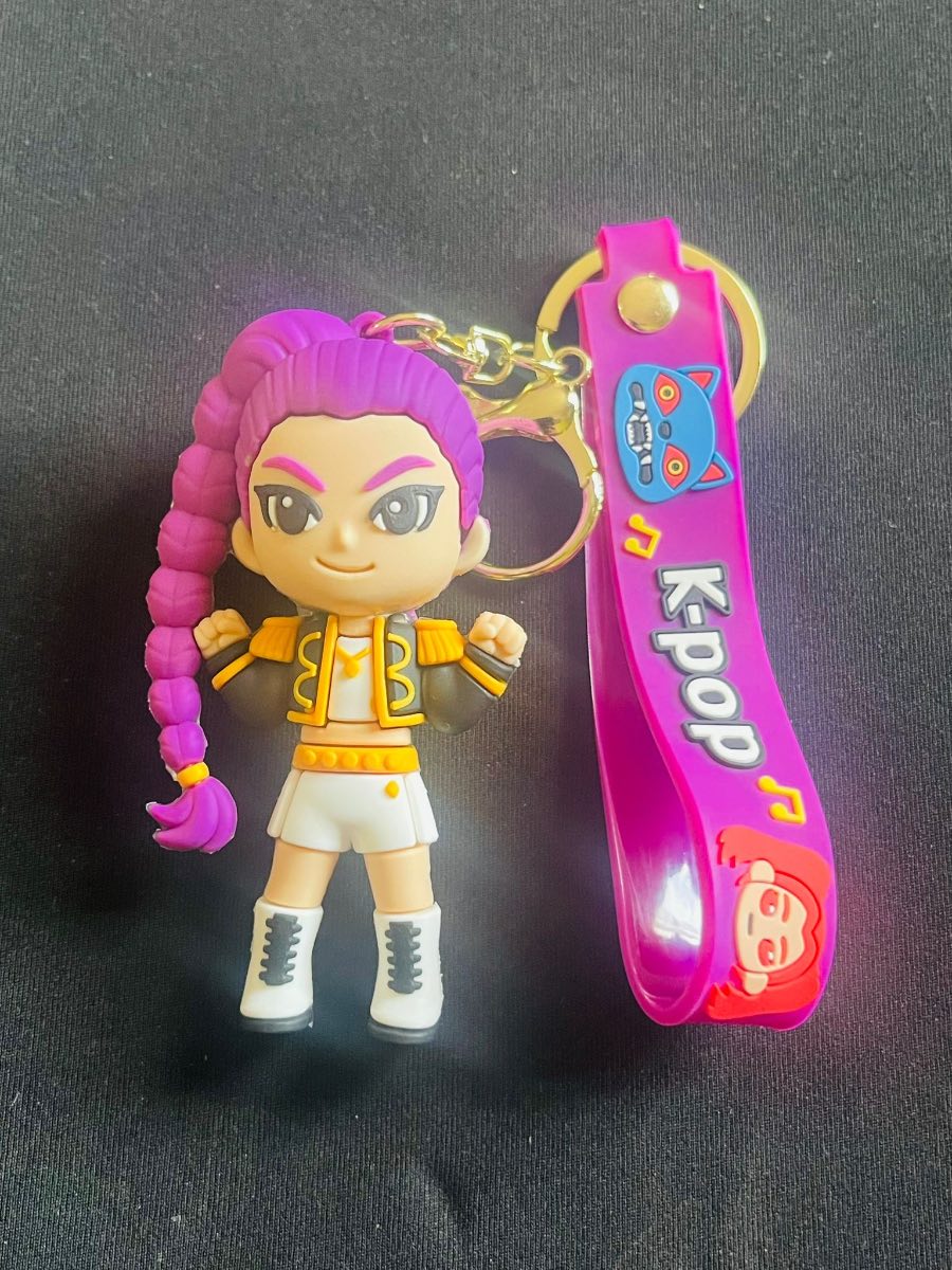 K-Pop Girl Keychain with Purple Hair