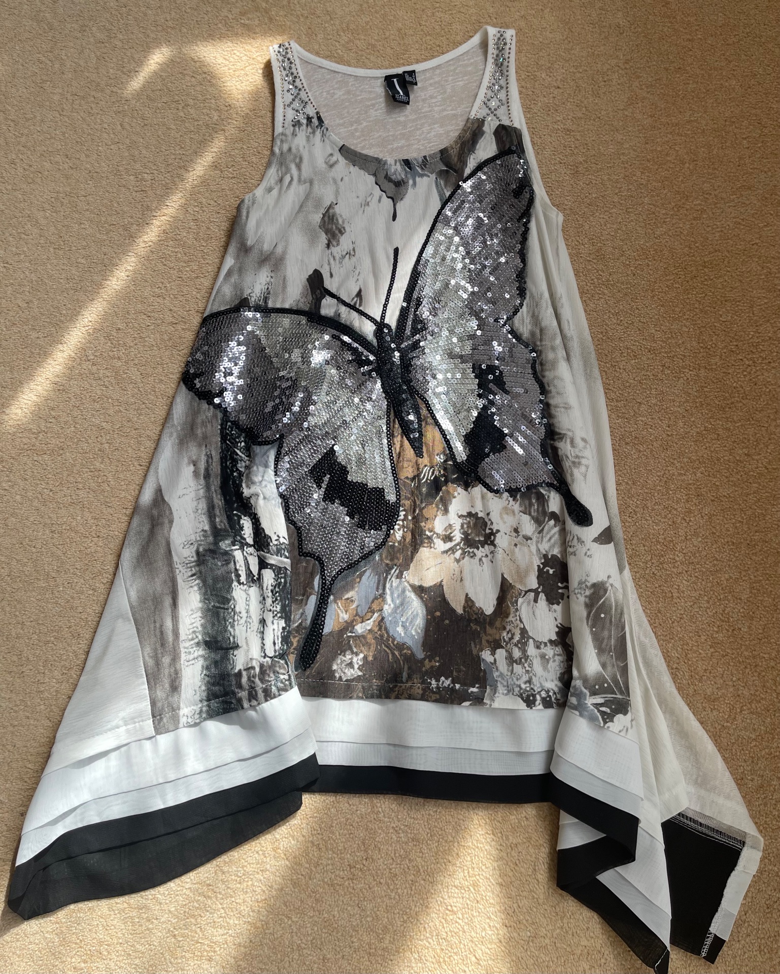 Izabel London Women’s Hanky Hem Embellished Tunic Top/ Mini Dress. Size 8