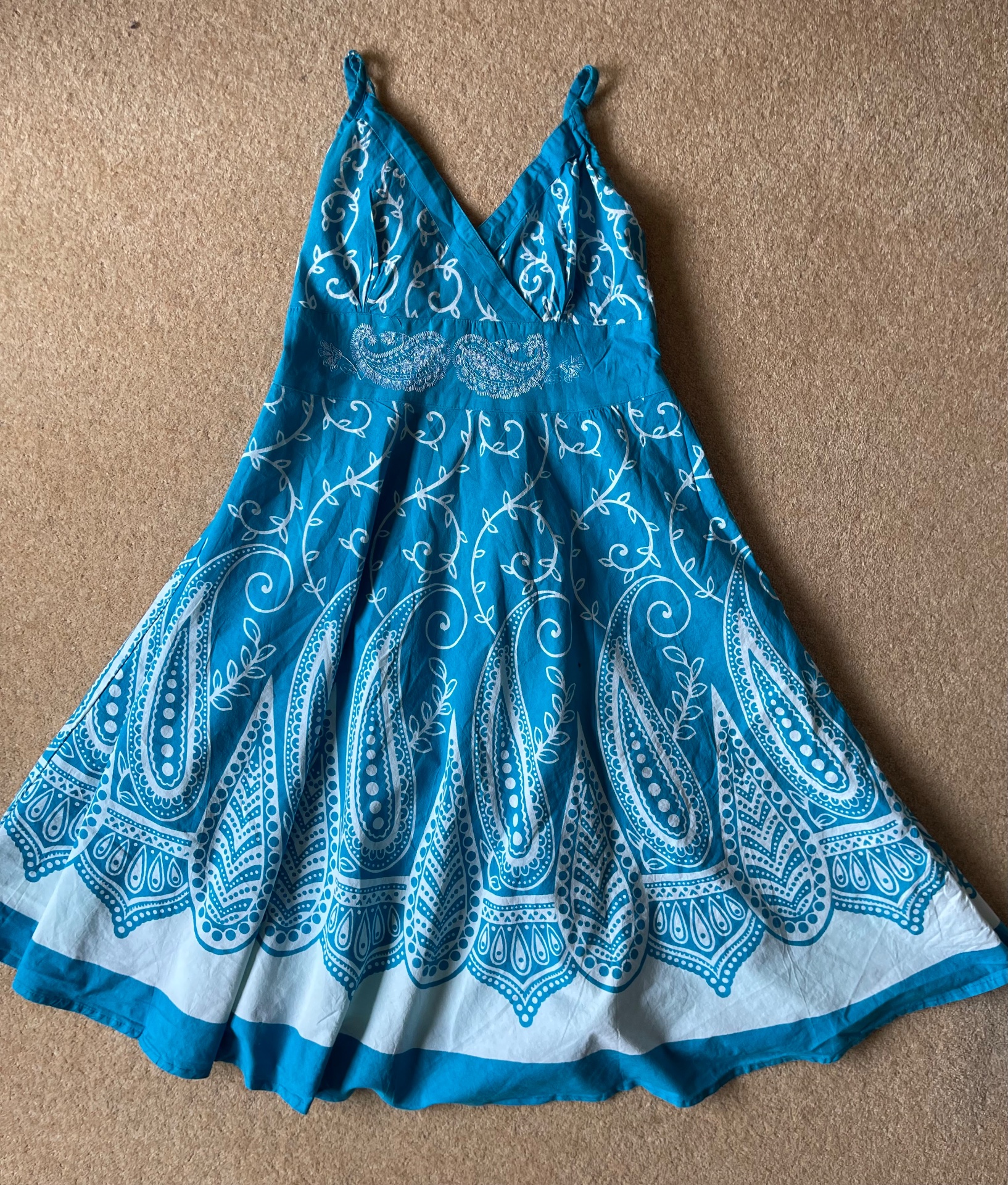 Pistachio Women’s Paisley Print Cotton Summer Dress. Size S