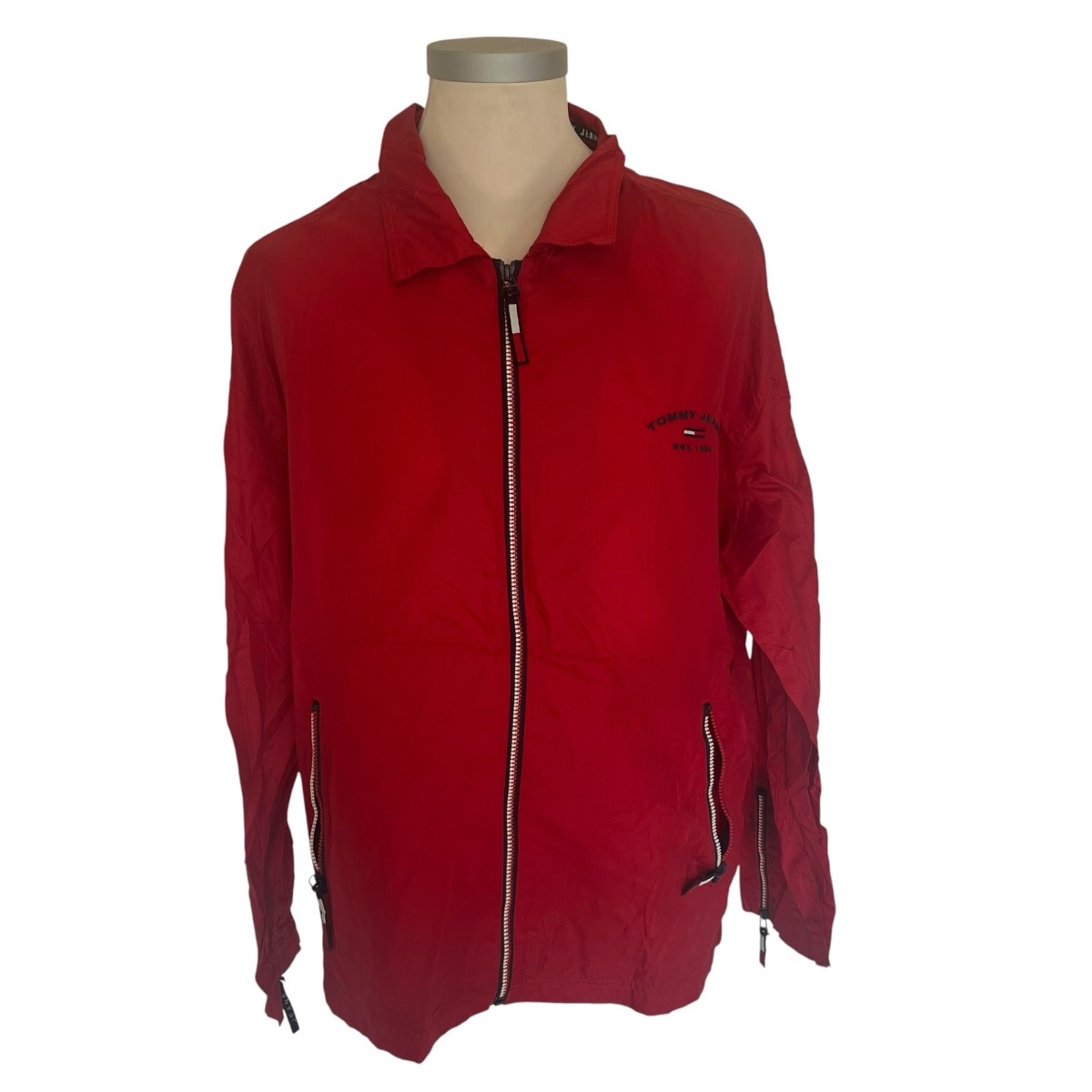 Vintage Retro Y2KTommy Hilfiger Men's Red Windbreaker. XXL. Fast Shipping