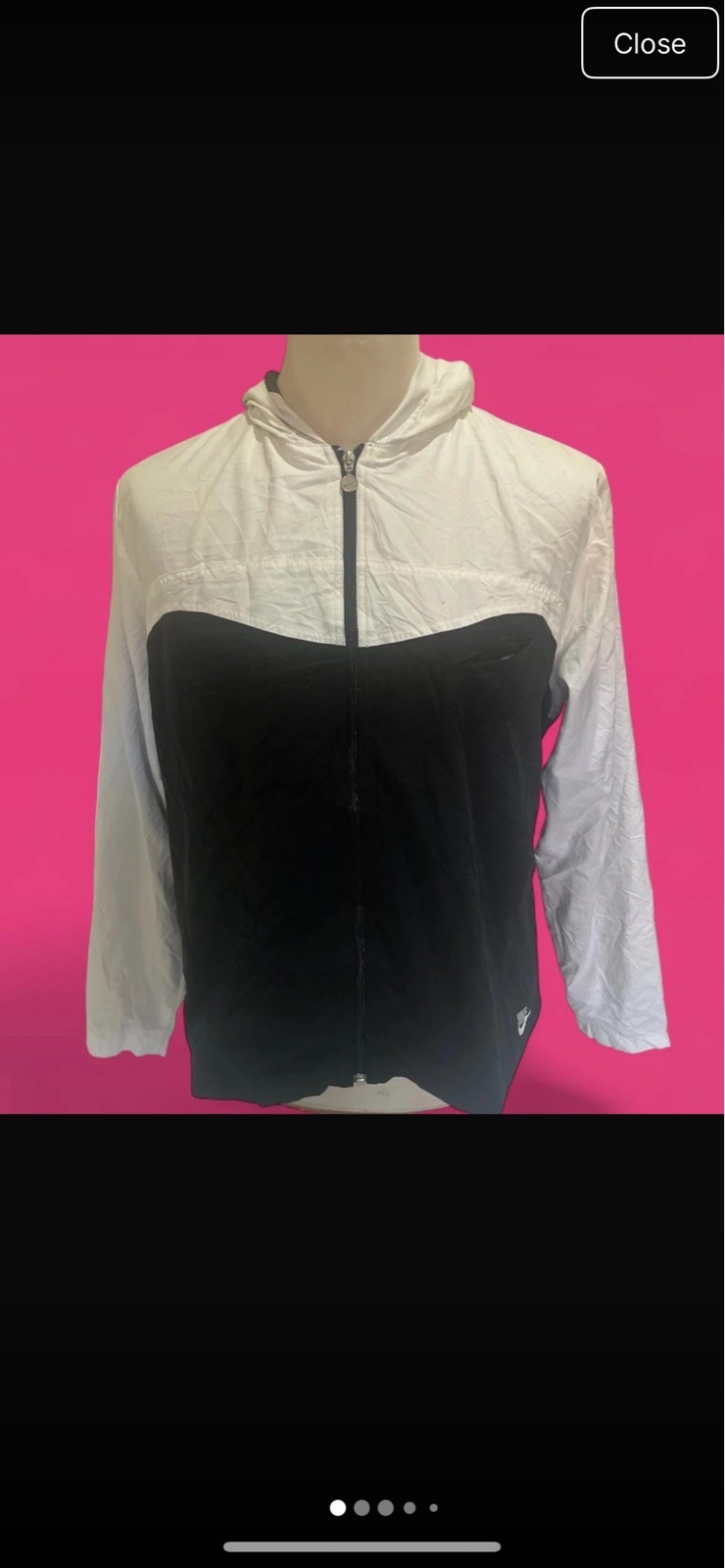 Vintage Y2K Nike Men's Black and White Windbreaker Jacket XL. Smoke & Pet Free
