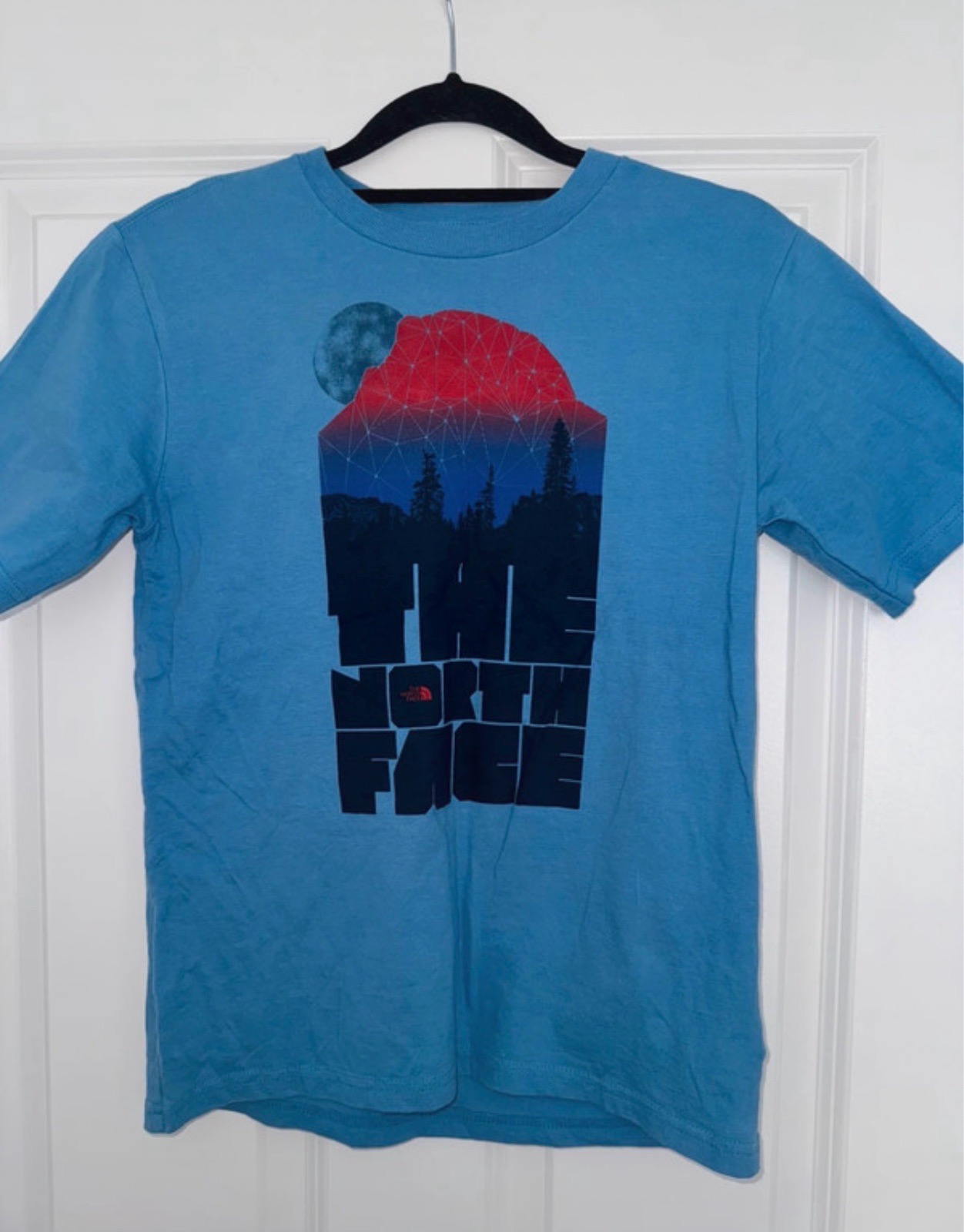 Size medium boys (age 10-12 years) north face blue top. 100% authentic