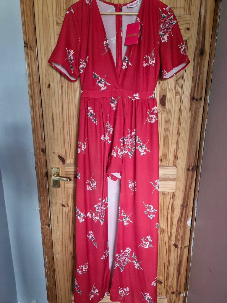 Pink Boutique Red Floral Maxi Skirt Playsuit Size 10 New With Tags