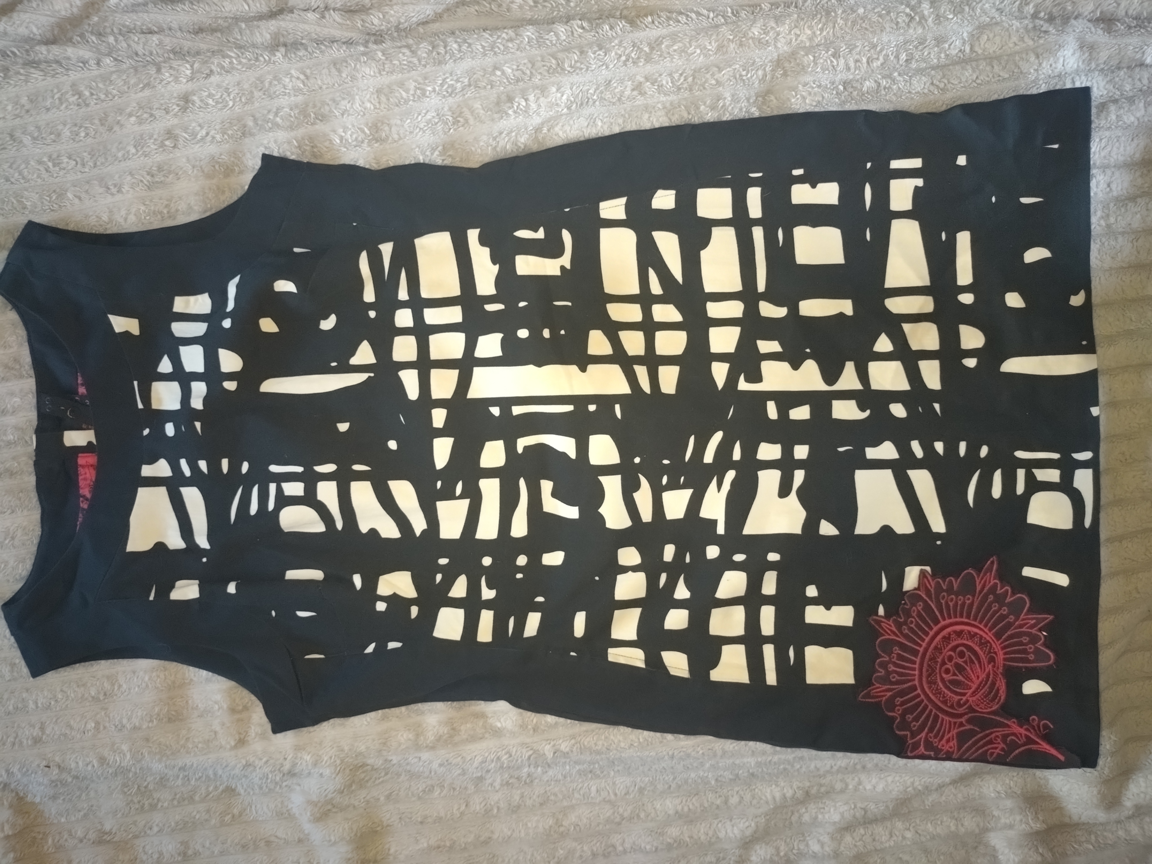 Desigual Black Cut-Out Geometric Sleeveless Dress, Size 42, UK14