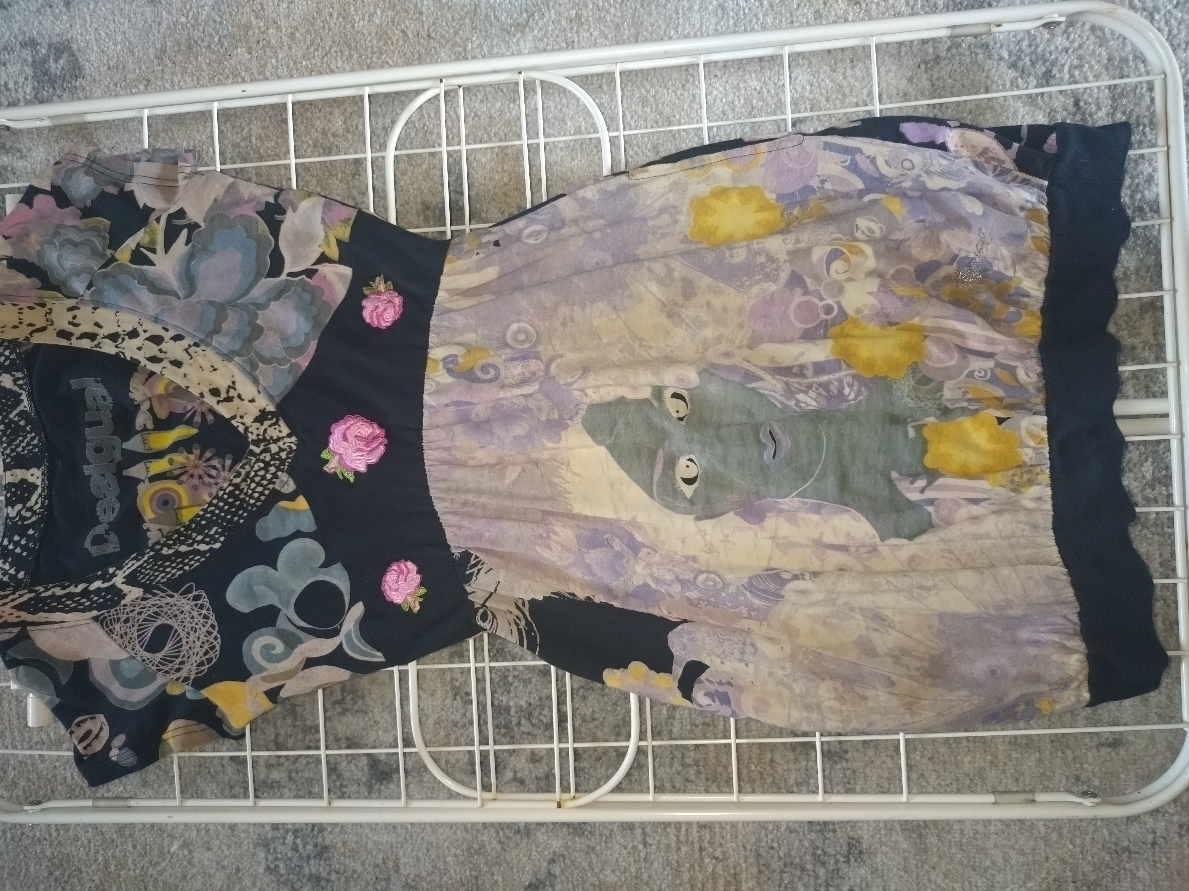Desigual Art Print Patchwork Dress Size L, UK 14 – Embroidered / Boho / Y2K