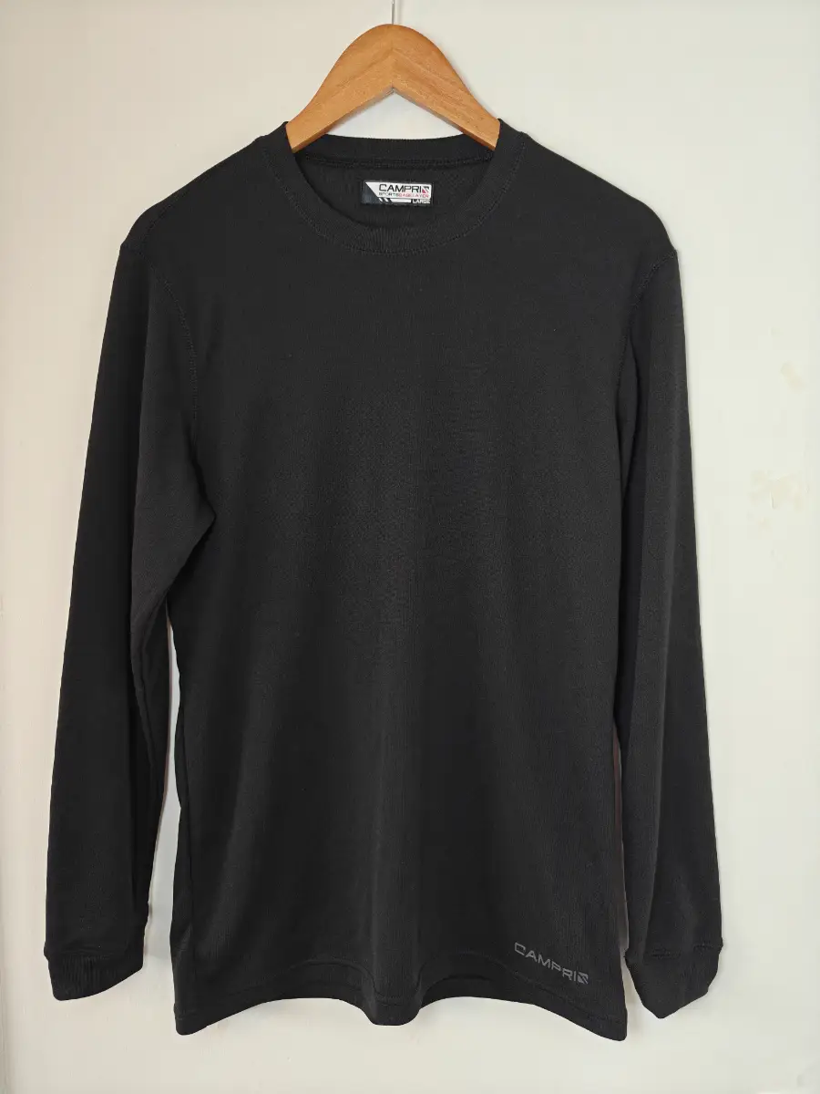 Campri, Black, Long Sleeve, Moisture Wicking, Outdoor Walking Base Layer Top, UK Size L.