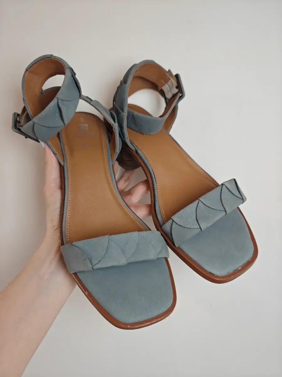Next, Slate Blue Grey, Summer, Forever Comfort, Leather, Strappy Block Heel Sandals, UK Size 6.