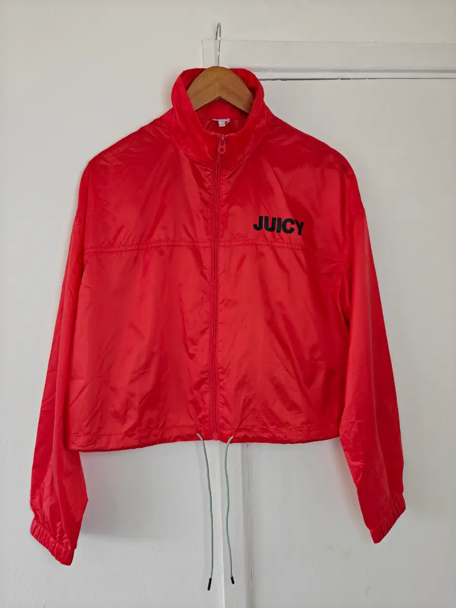 Juicy by Juicy Couture, Red & Black, Lightweight Cropped Windbreaker Drawstring Jacket, UK M.