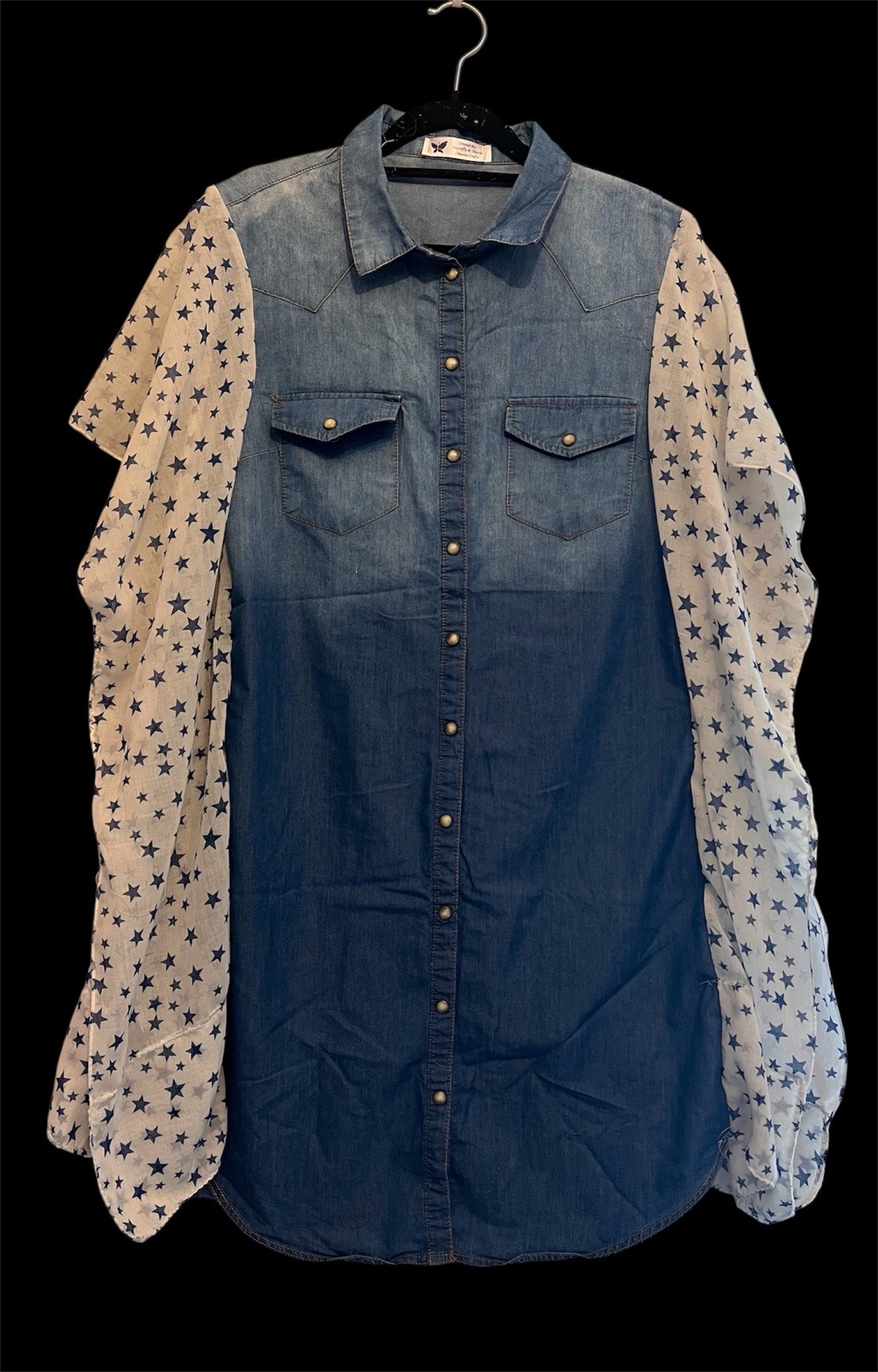 Upcycled Western Boho Denim Tunic Kimono
