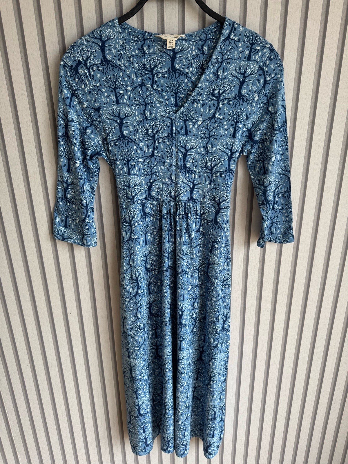 Seasalt Cornwall blue & white patterned midi dress size 8