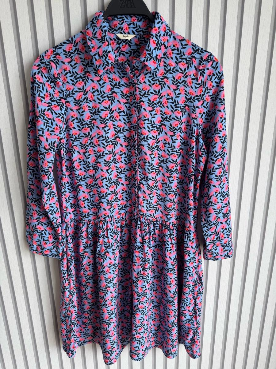 Hush blue & pink floral shirt dress size 8