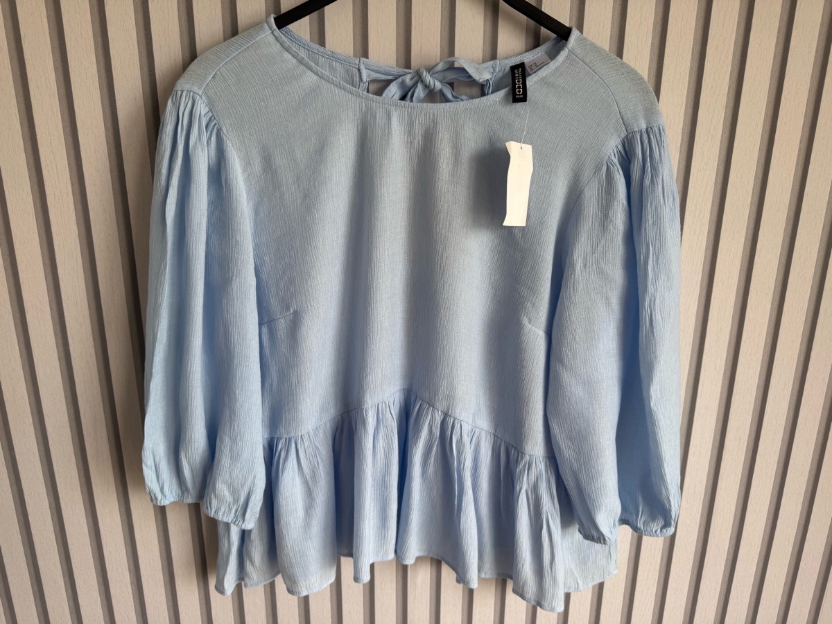H&M blue tie back blouse size 14 new with tags