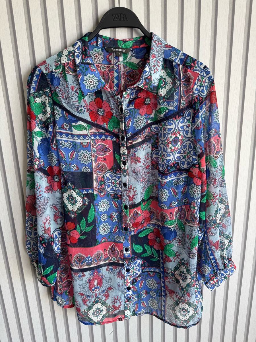 Bonmarche vibrant patchwork print blouse size 18