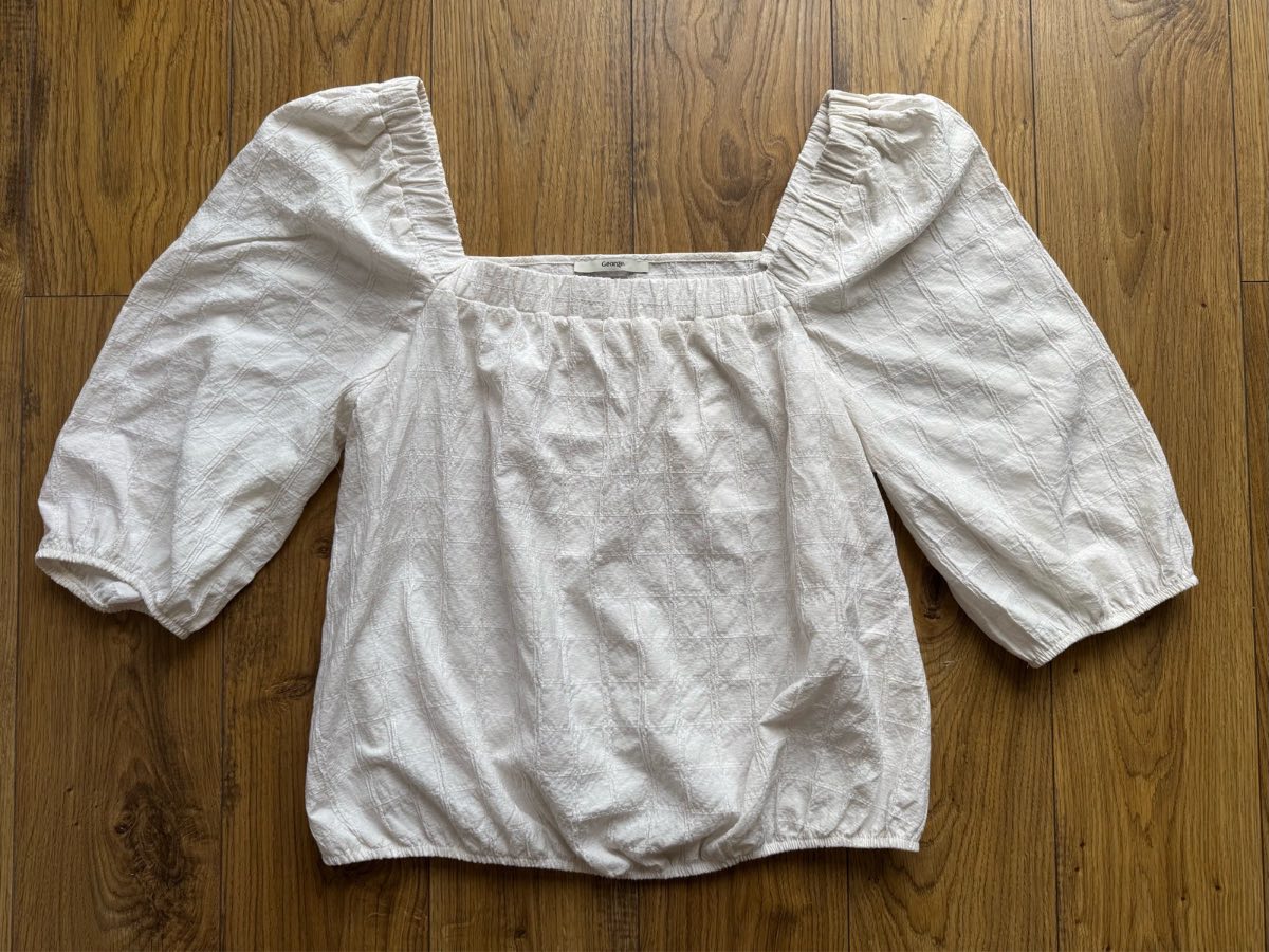 George white/cream textured 3/4 sleeve blouse size 14