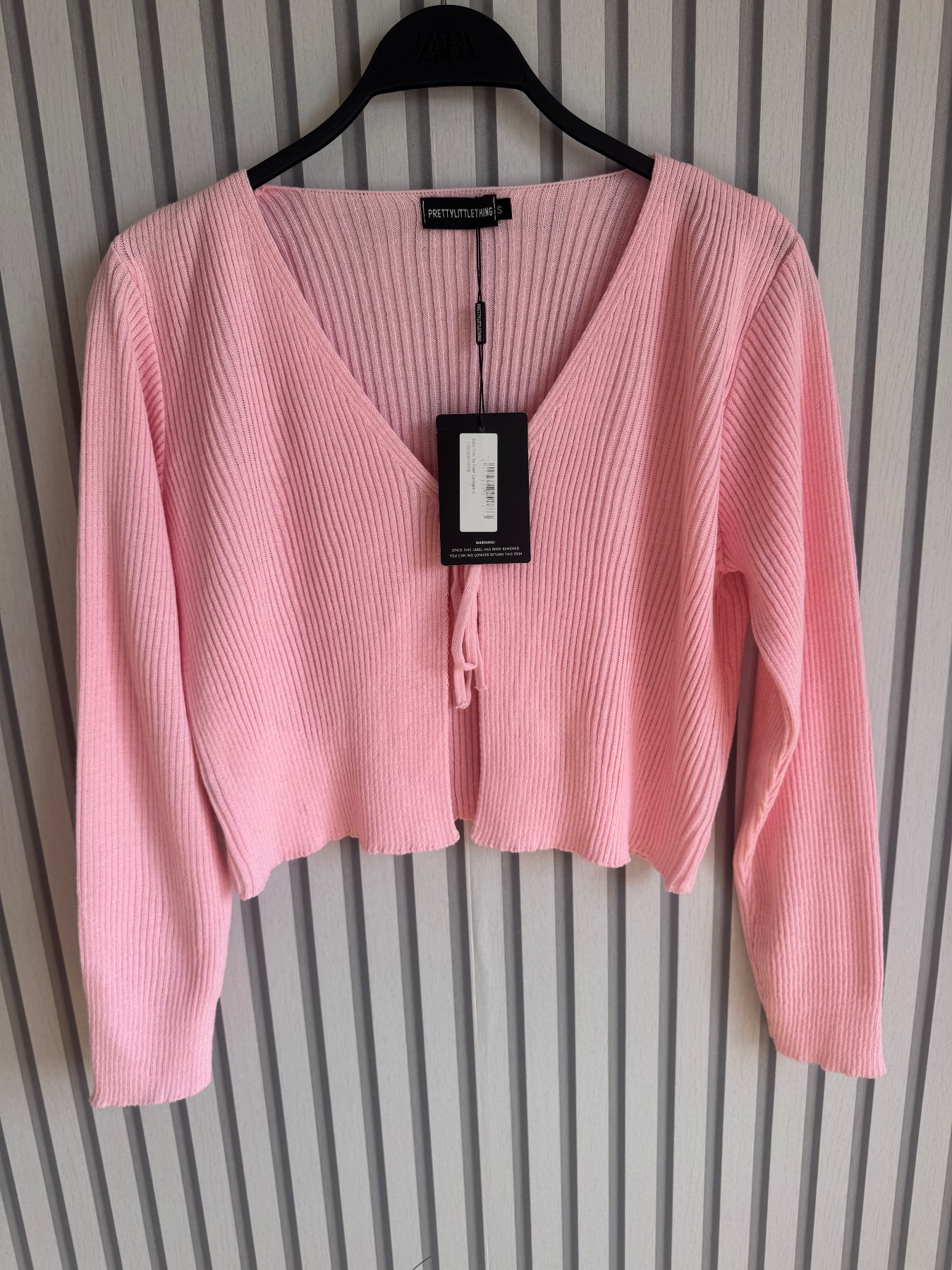 PrettyLittleThing pink tie front cardigan size S new with tags