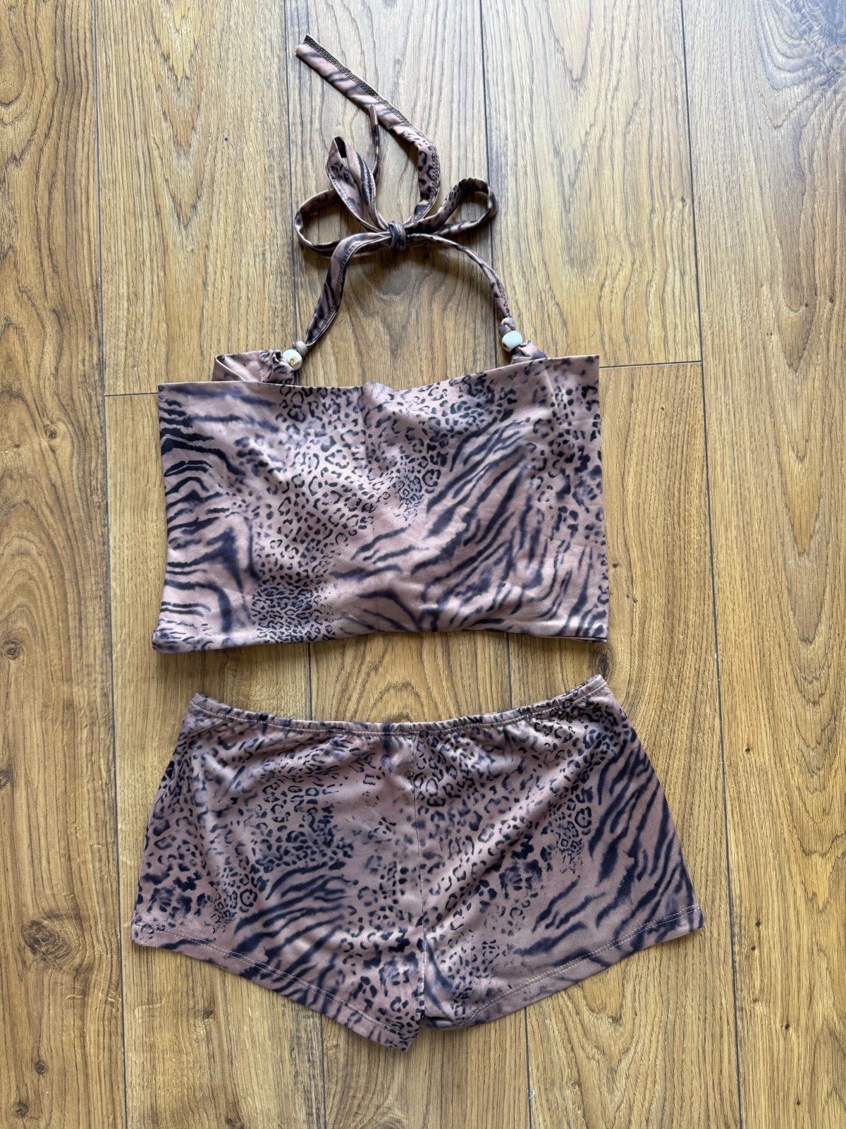 TikTok Shop brown animal print two piece festival/ibiza set size S