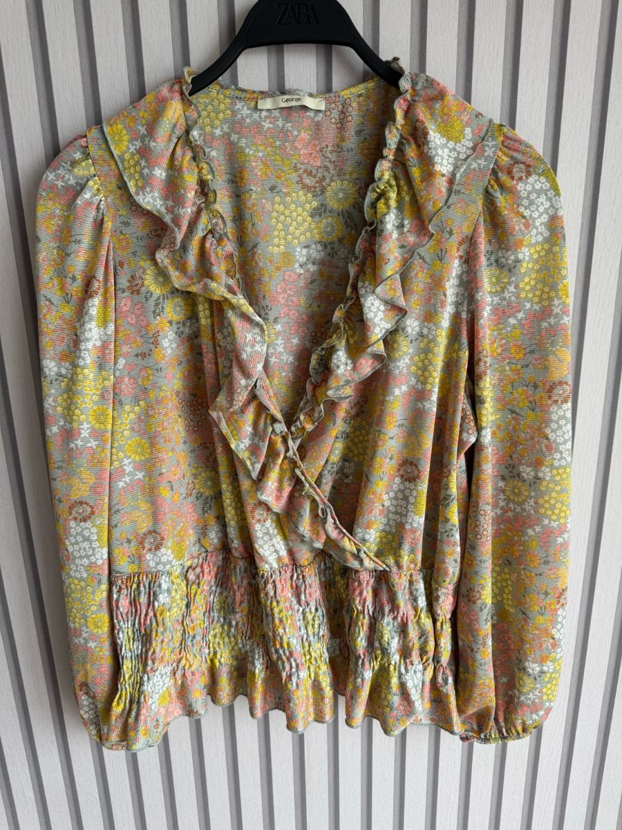 George colourful wrap blouse with long sleeves size 20