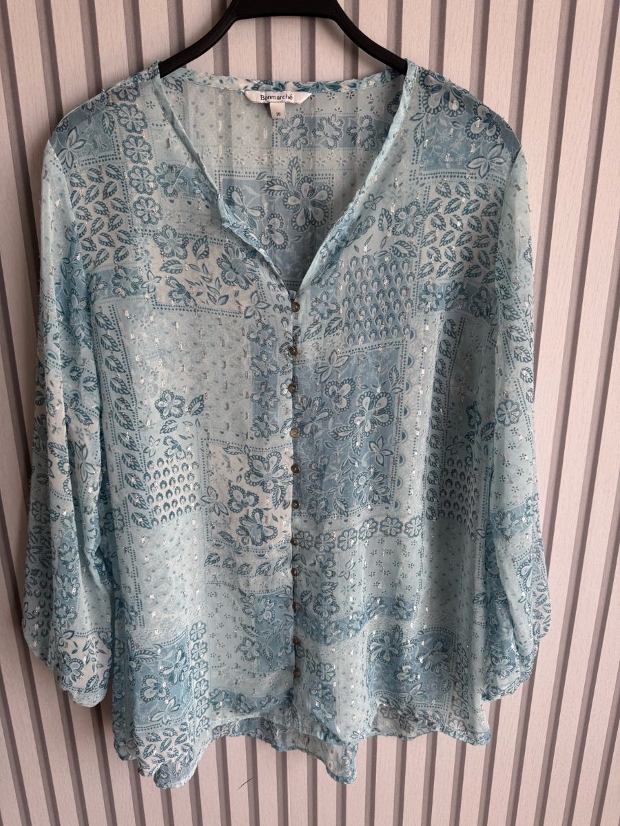 Bonmarche blue light weight long sleeve blouse size 20