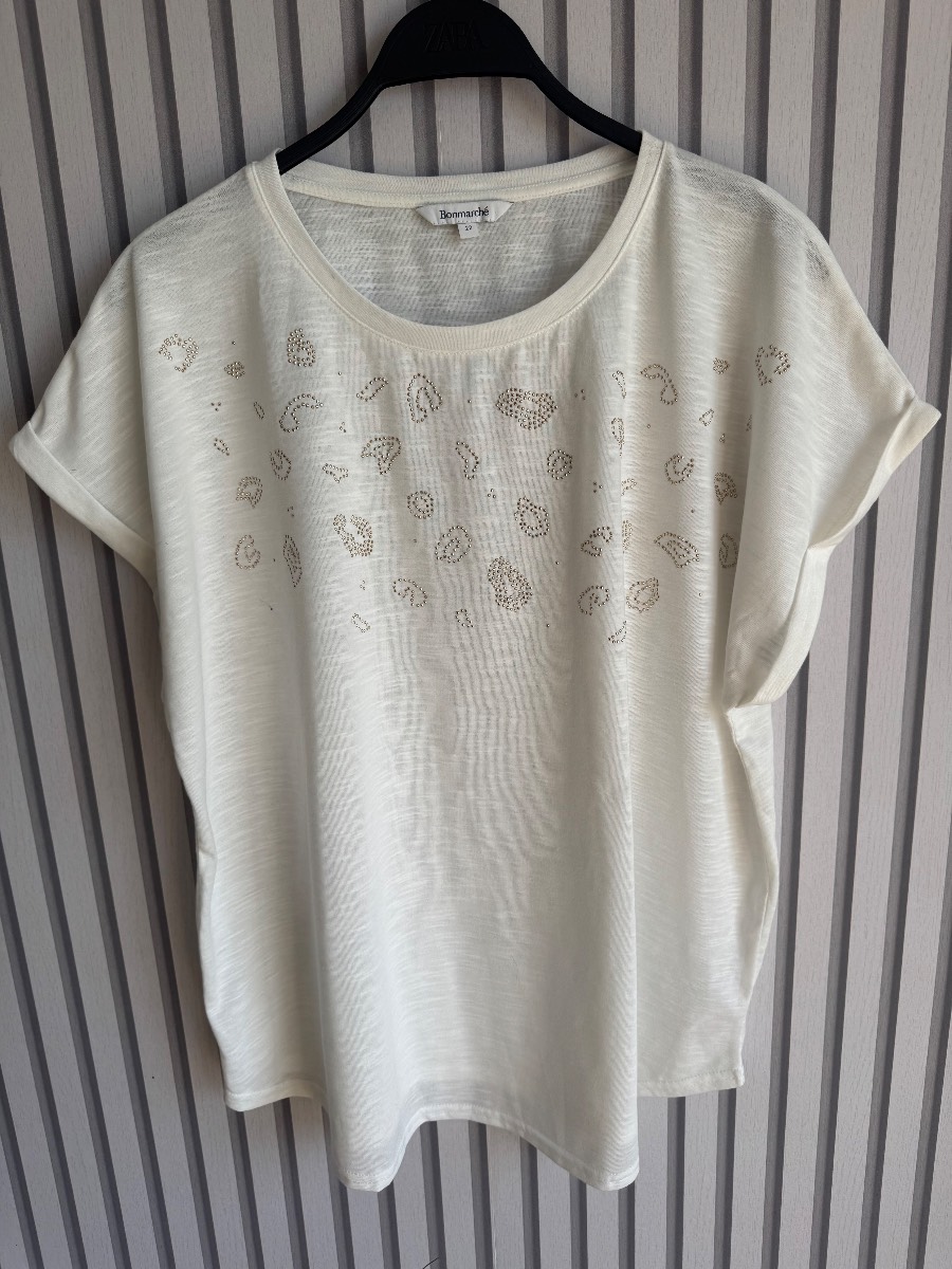 Bonmarche cream embellished T-Shirt size 22