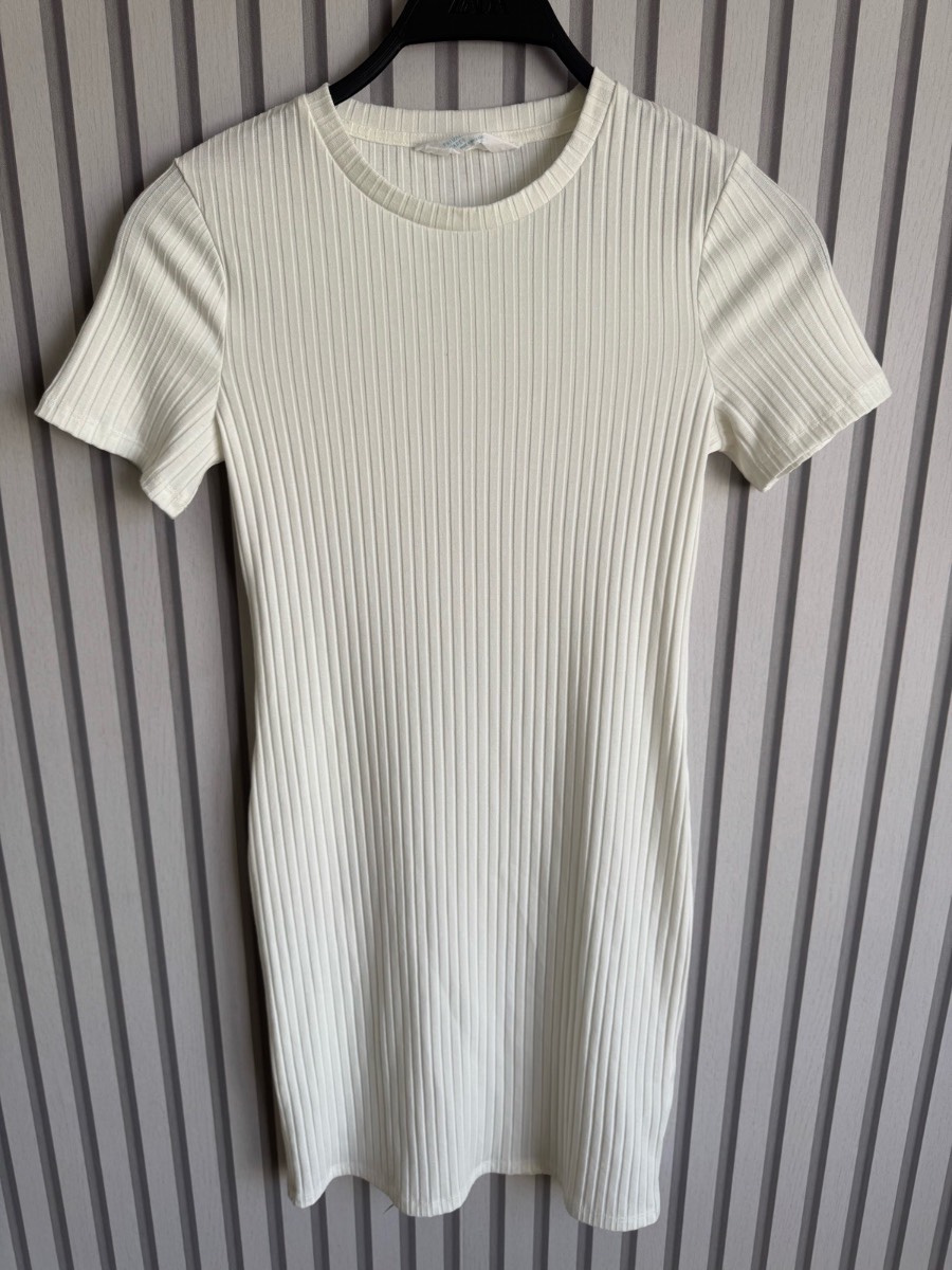 Primark white ribbed Bodycon dress size XS