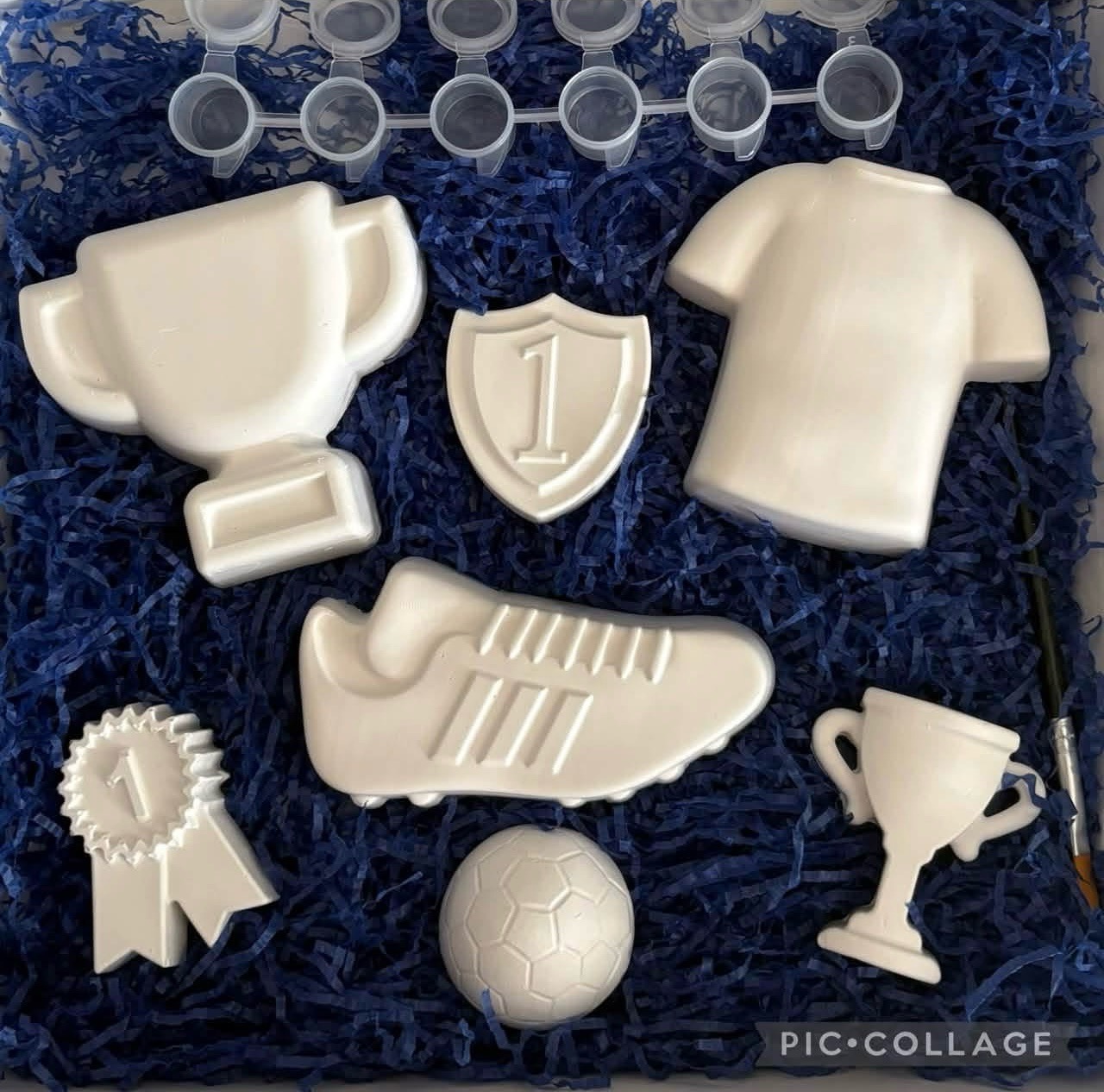 Football paint your own kids craft set choose any colour paper & 6 paints
