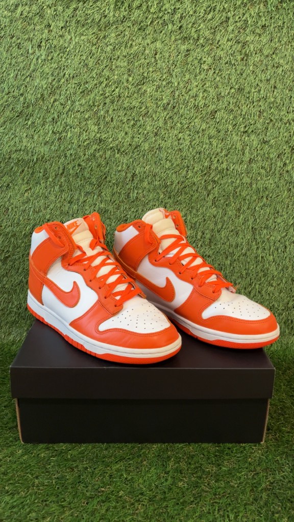Nike Dunk High Sneakers – Syracuse / White & Orange Blaze Colourway