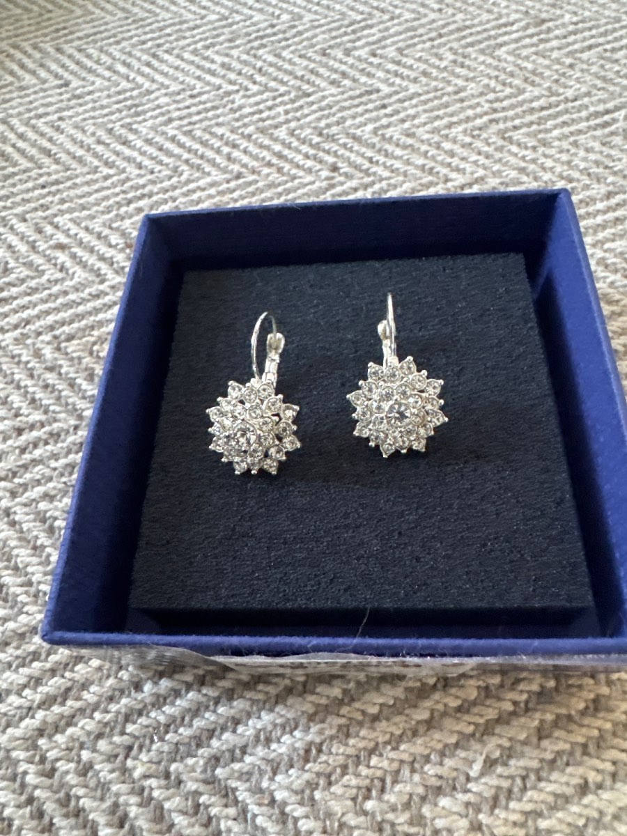 diamanté blooming flower earrings