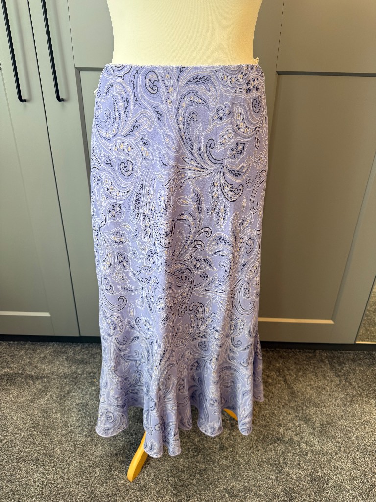 Bonmarche Paisley Print Midi Skirt Fluted Hem Lilac UK 12