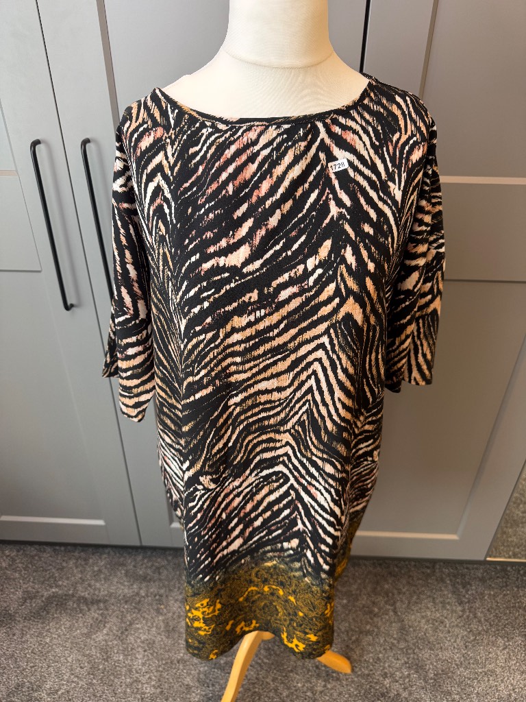 M&S Animal Print Tunic Dress Paisley Border Hem UK 14