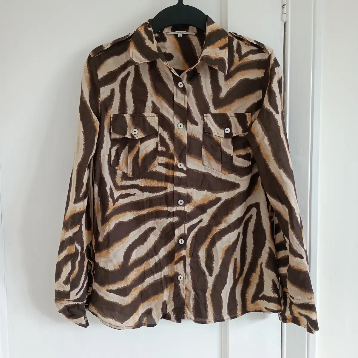 Gerard Darel zebra print 100% cotton shirt blouse UK 8