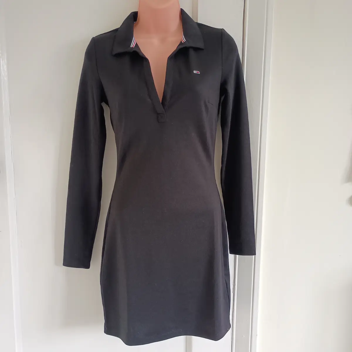Tommy Jeans Black Long Sleeve Polo Dress XS