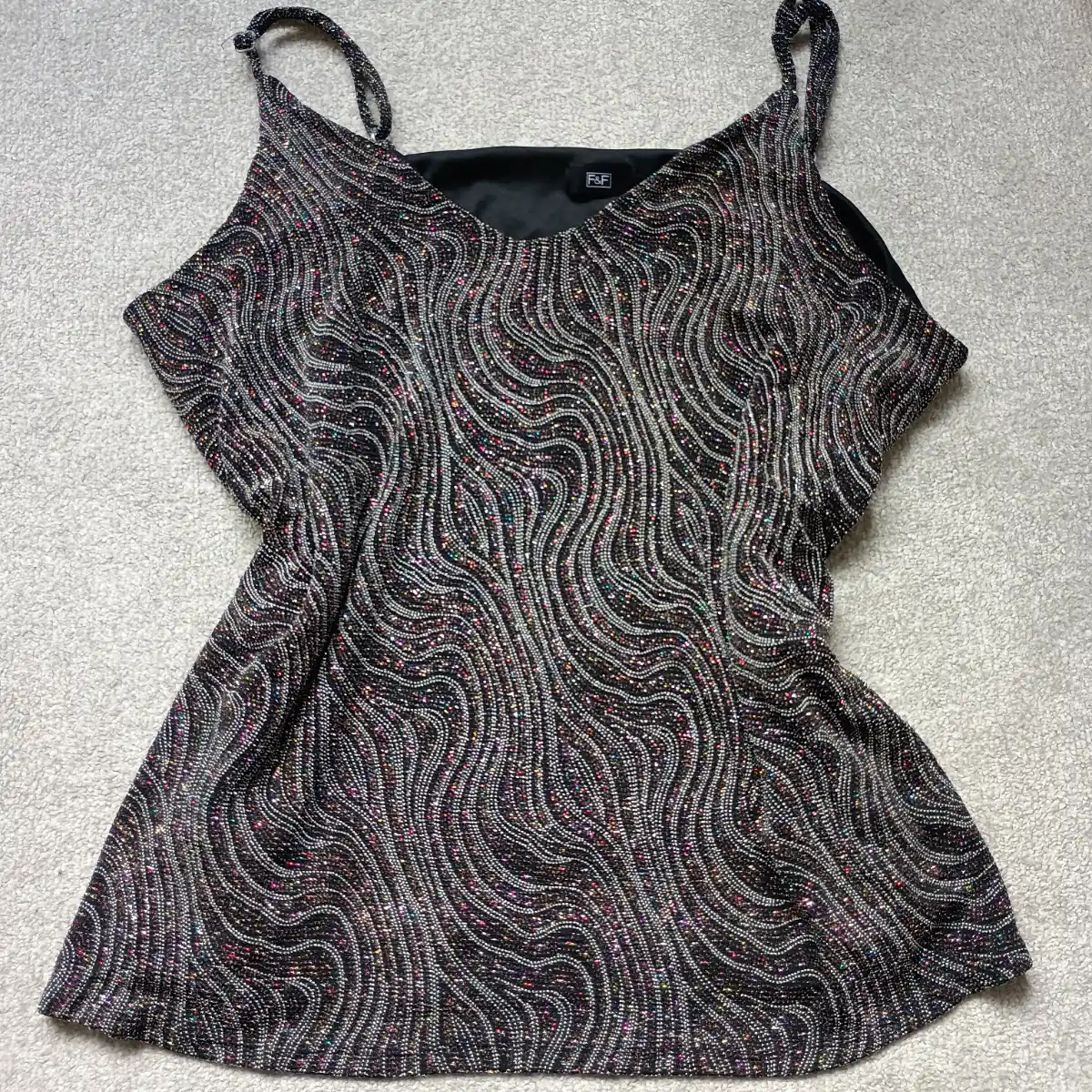 Black sparkly party strappy top size 20 party adjustable straps