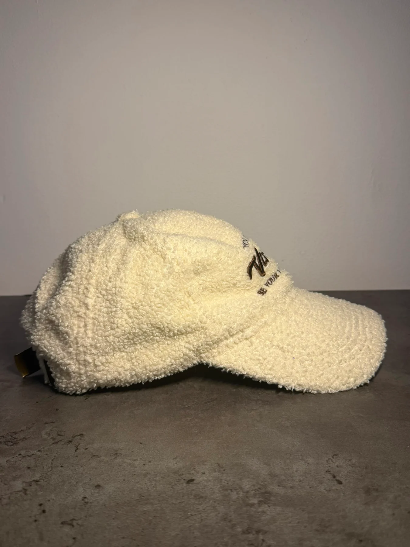 Unisex Cream Fluffy Teddy Fleece Cap