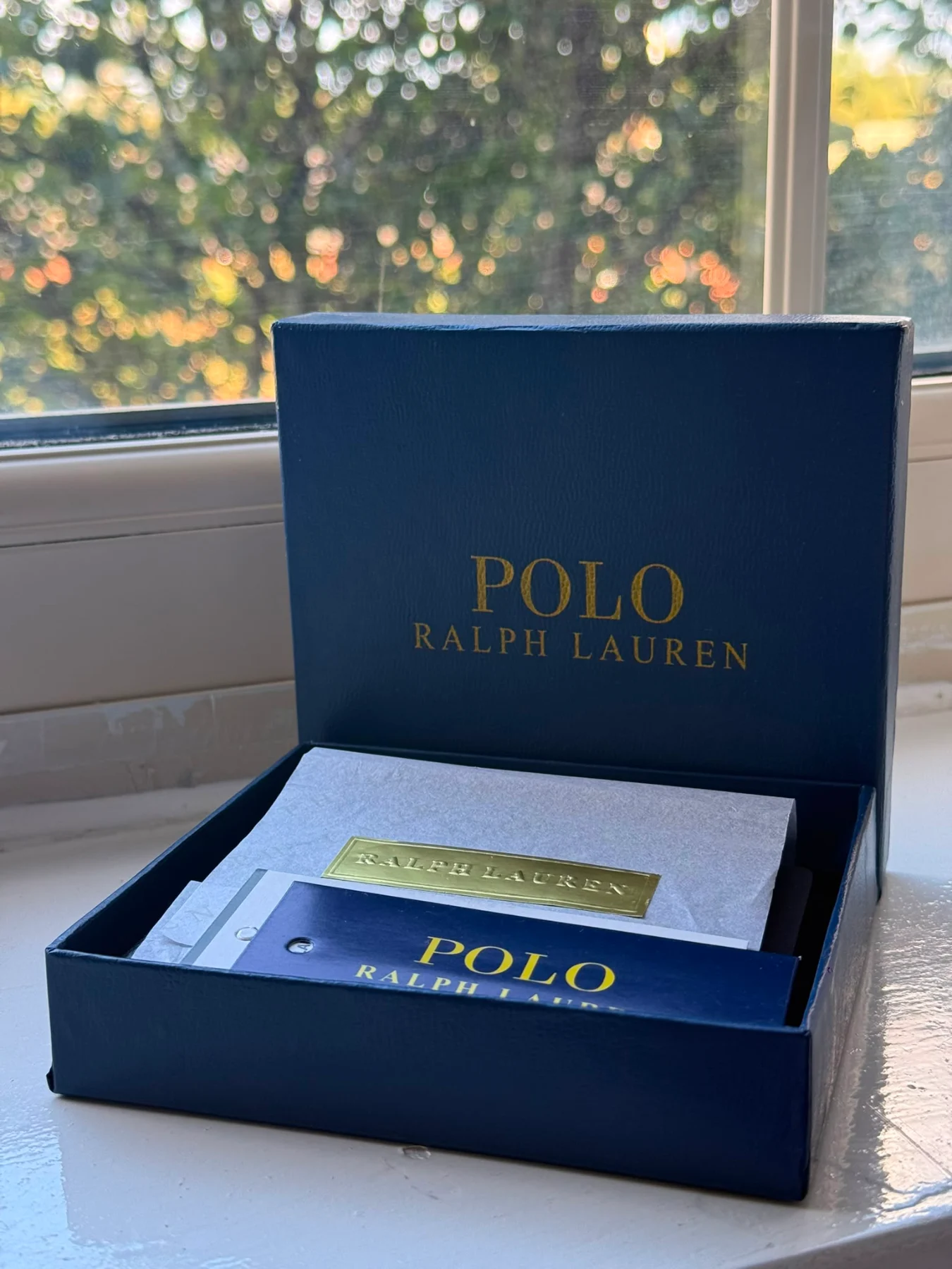 Ralph Lauren Black Leather Bifold Wallet with Coin Pocket & Box