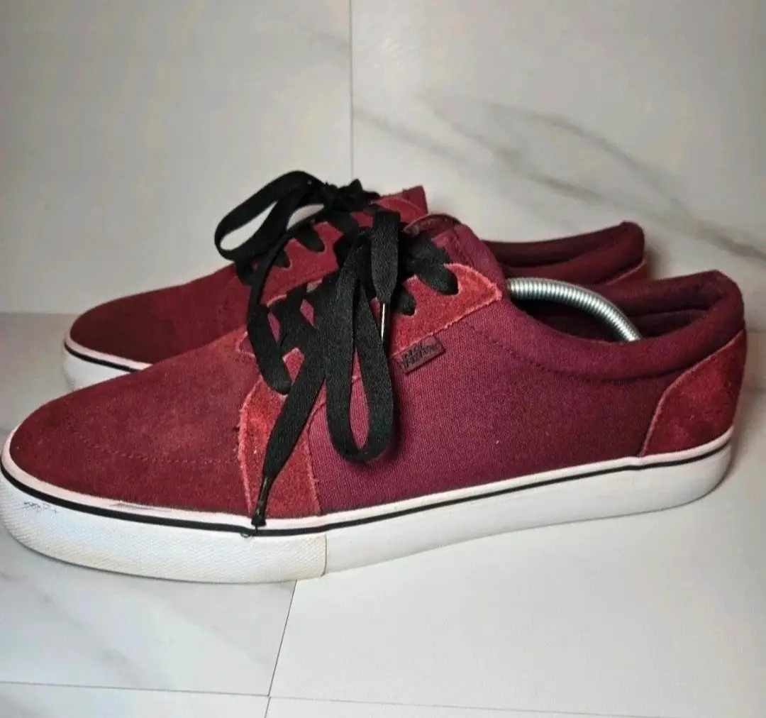 Y2K No Fear Burgundy Smart Casual Skater Style Trainer Shoes Mens Size 12