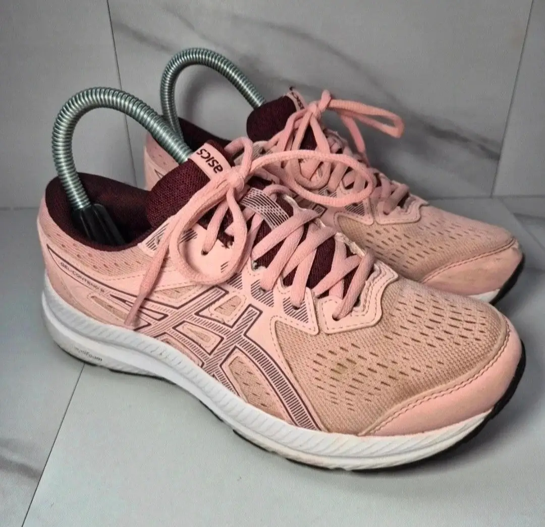 Asics Gel Contend 8 Dusk Pink & Burgundy Running Everyday Gymwear Trainers Womens Size 4