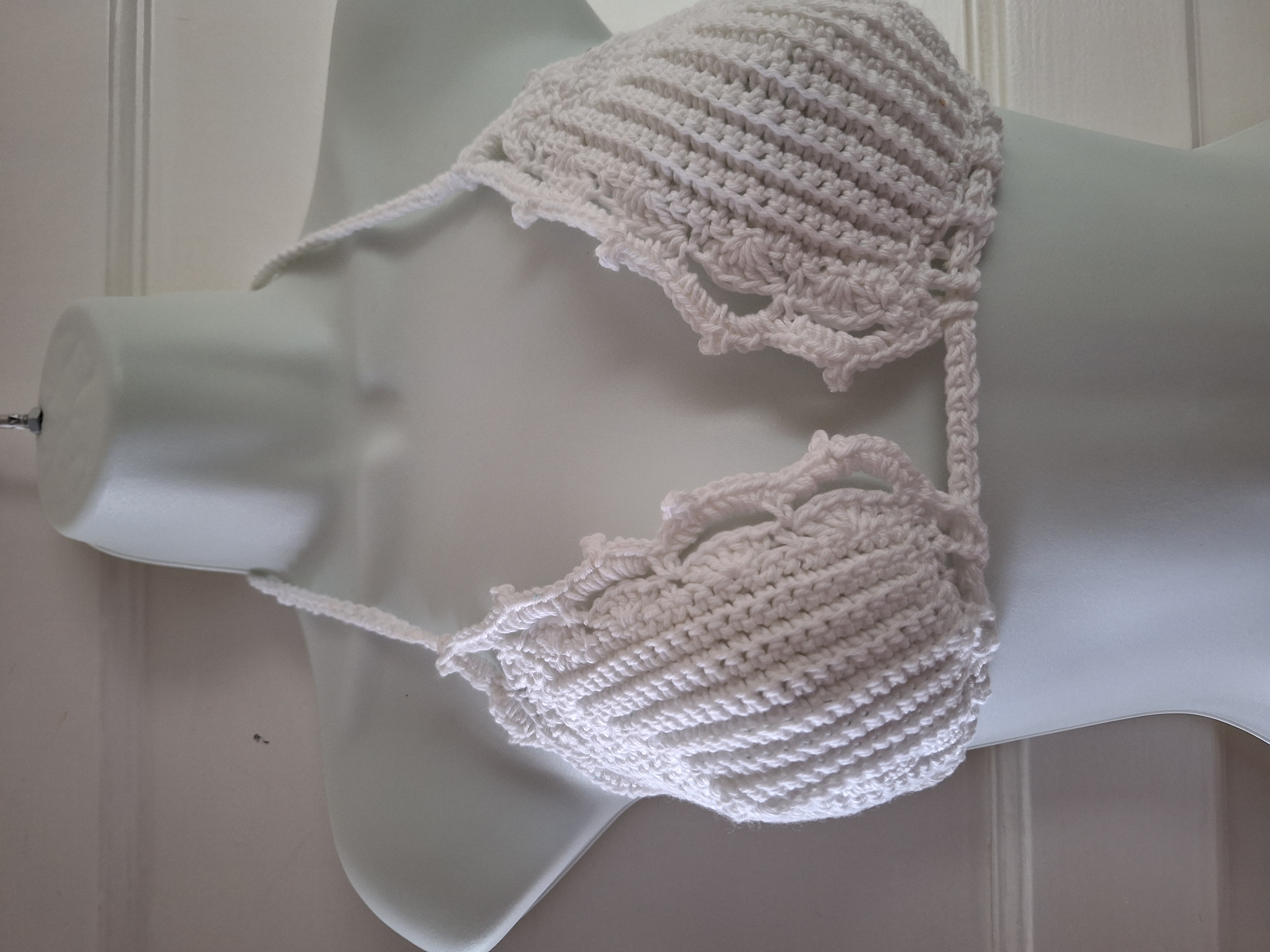 White crocheted bikini style top