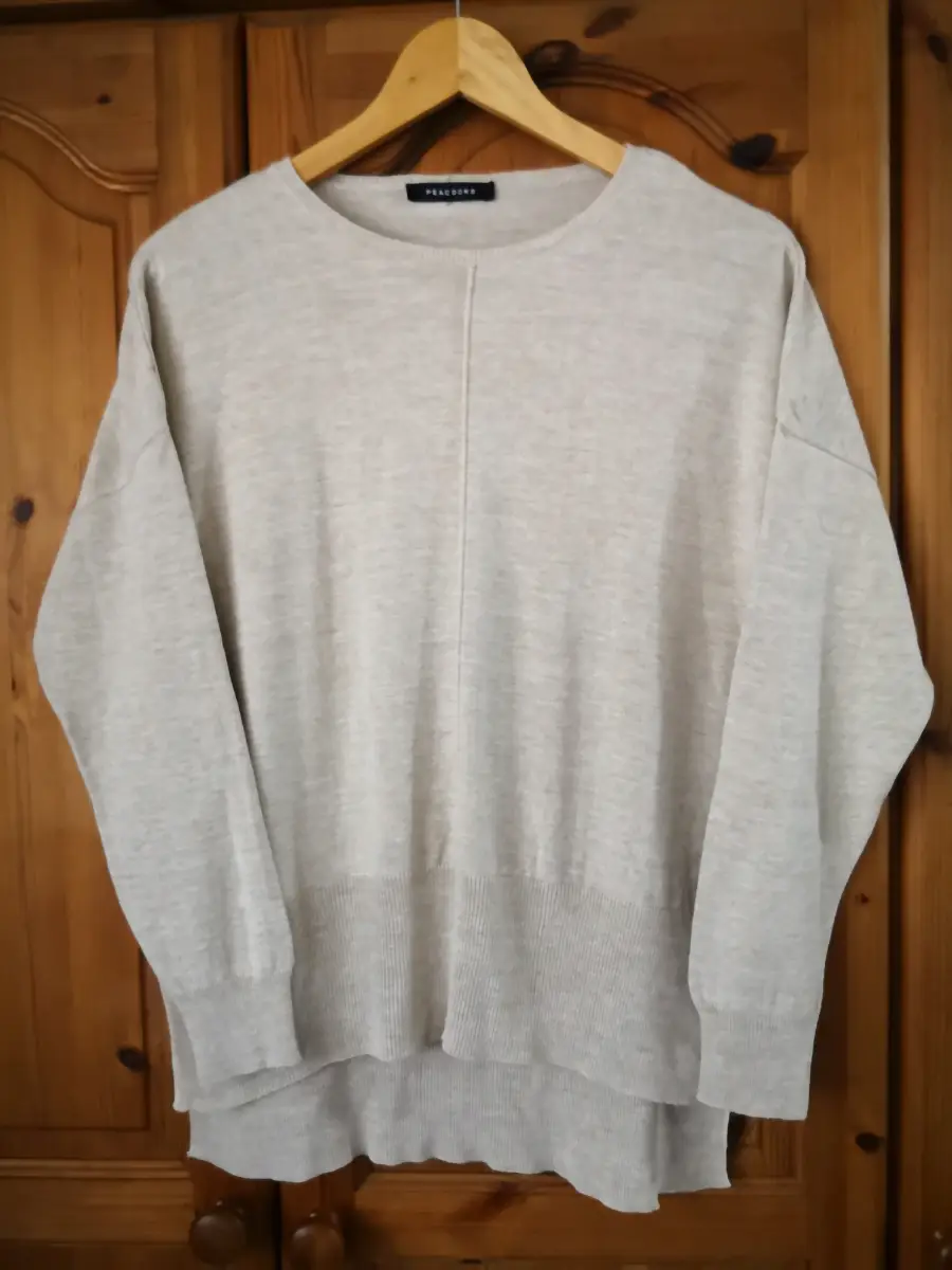 Peacocks Beige Fine Knit Oversized Jumper Size Small UK10