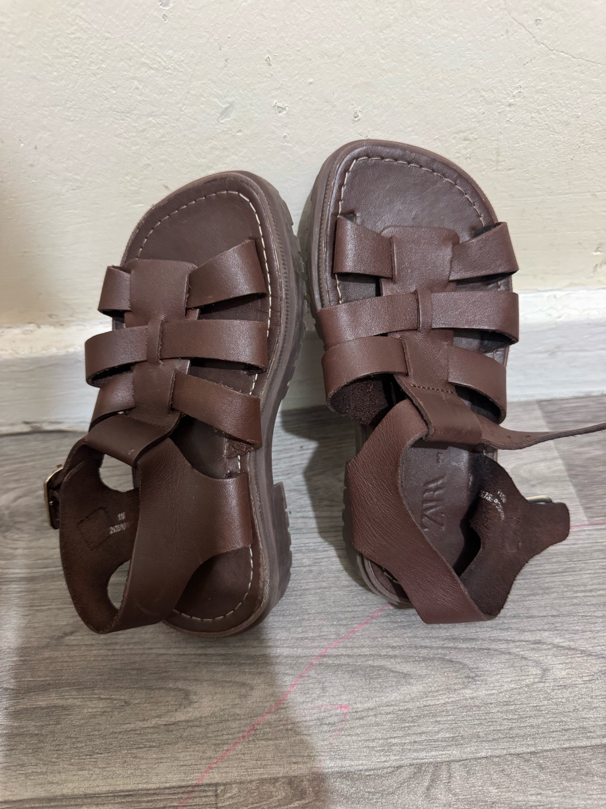 Zara Brown Leather Sandals